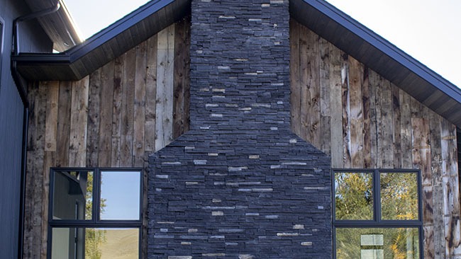 External Fireplace View Custom Home Livingston Mt