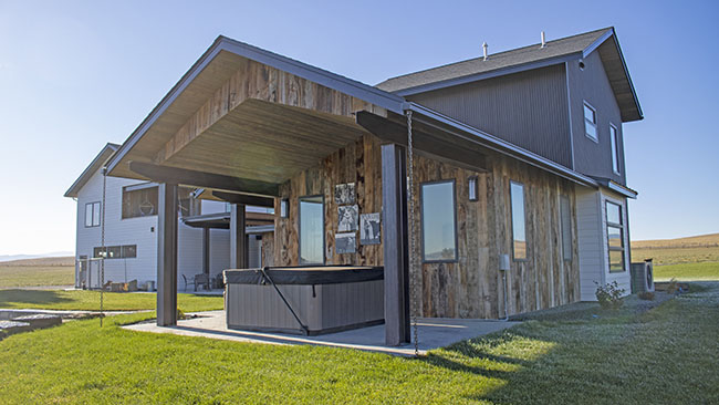Hot Tub Patio Area Custom Home Livingston Mt